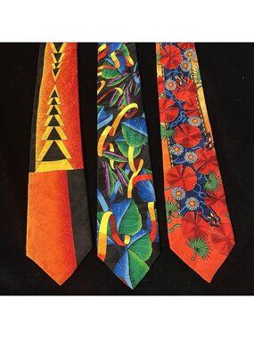 Rush Limbaugh Silk Tie Lot 3 Floral Abstract Geometric Neckties No Boundaries